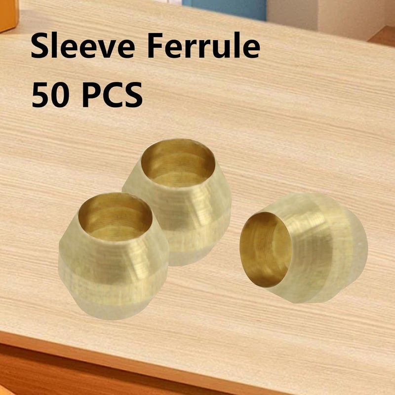 PDETVEO 50PCS 1/8 Inch Brass Compression Sleeve Ferrules, Compression Ferrules Tube Fitting for Air, Fuel, Water, Oil Pipe - Image 2